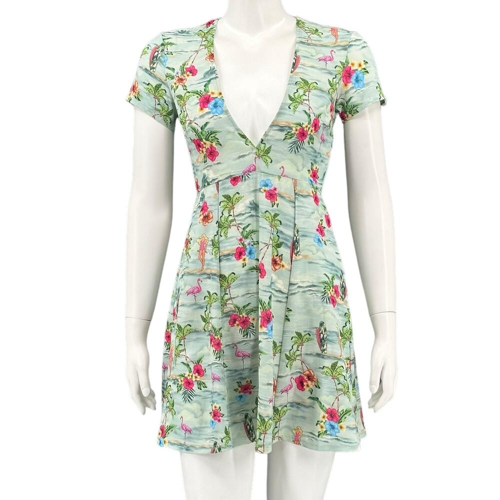 Show Me Your MuMu Mint Tropical Floral Mini Dress